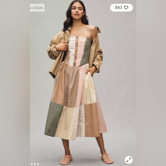 Anthropologie Dresses & Skirts - NWT $188 Anthropologie Maeve Strapless Drop-Waist A-Line Midi Dress XSP